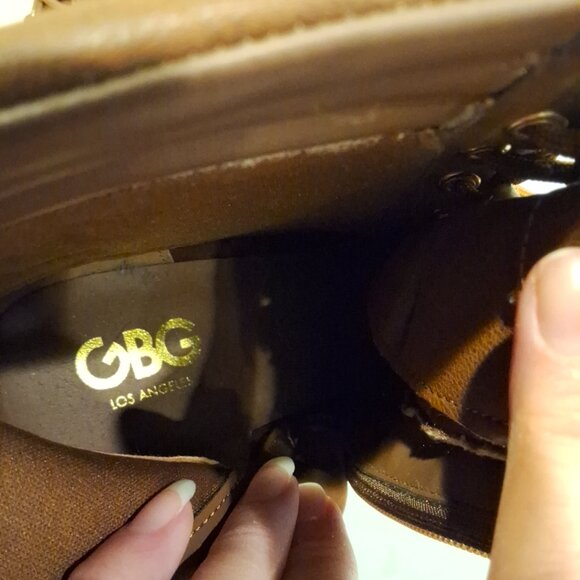 GBG Los Angeles Brown Boots NWOT High Heeled Combat Size 10M - Picture 6 of 13